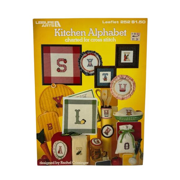 Vintage Kitchen Alphabet Cross Stitch Design Leaflet LEISURE ARTS #252 1983 - Picture 1 of 2
